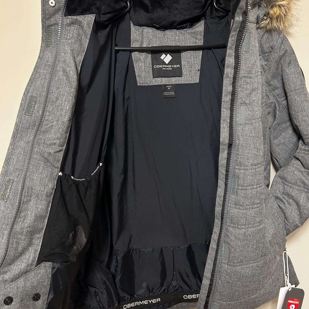 Obermeyer Charcoal Jacket with Faux Fur Trim - Picture 3 of 5